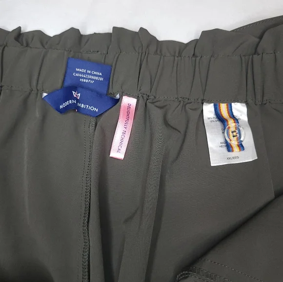 Modern Ambition Pants OLIVE Tie-Front Tapered Leg Pockets Elastic Waist Sz 2XL - Picture 12 of 16